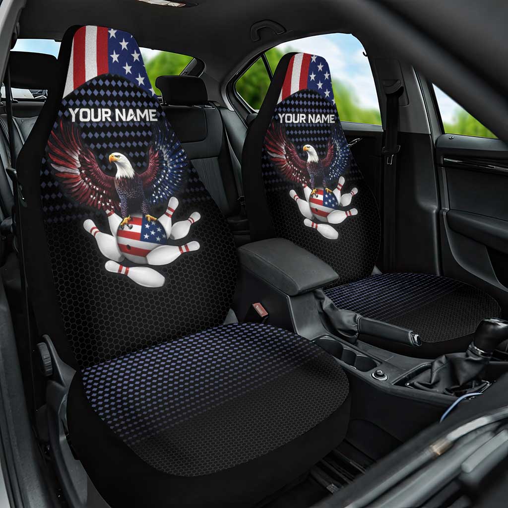 Custom Patriotic Bowling Car Seat Cover with Bald Eagle, American Flag Bowling Ball - Wonder Print Shop