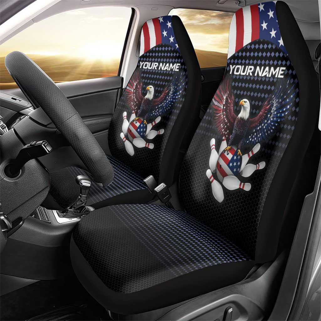Custom Patriotic Bowling Car Seat Cover with Bald Eagle, American Flag Bowling Ball - Wonder Print Shop
