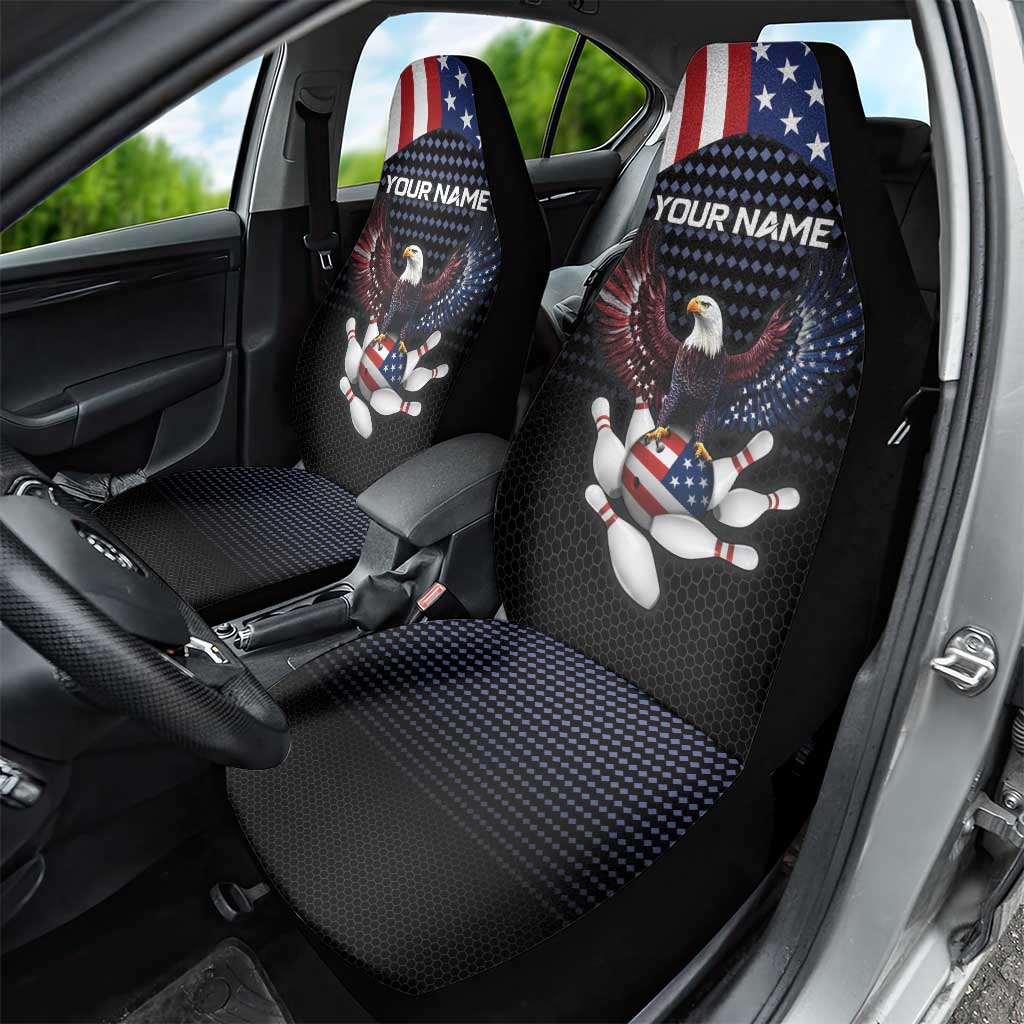 Custom Patriotic Bowling Car Seat Cover with Bald Eagle, American Flag Bowling Ball - Wonder Print Shop