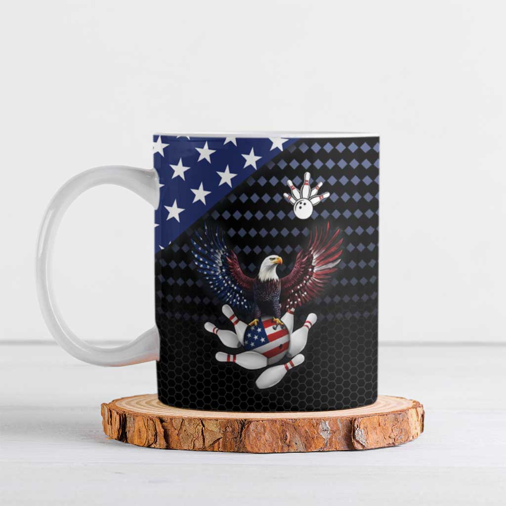 Custom Patriotic Bowling Ceramic Mug with Bald Eagle, American Flag Bowling Ball - Wonder Print Shop