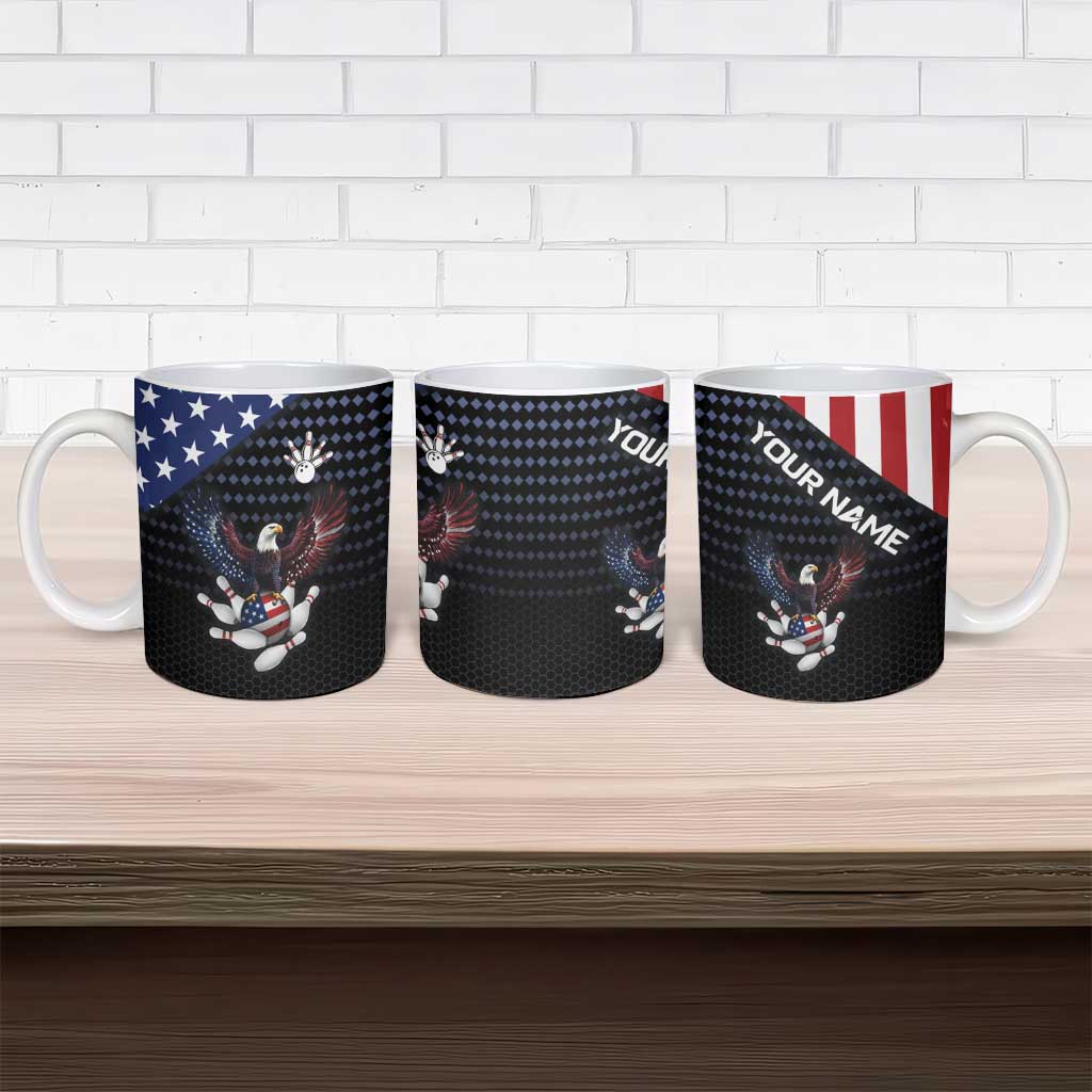 Custom Patriotic Bowling Ceramic Mug with Bald Eagle, American Flag Bowling Ball - Wonder Print Shop