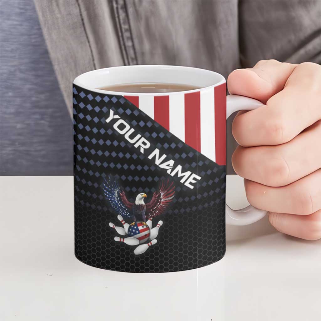 Custom Patriotic Bowling Ceramic Mug with Bald Eagle, American Flag Bowling Ball - Wonder Print Shop