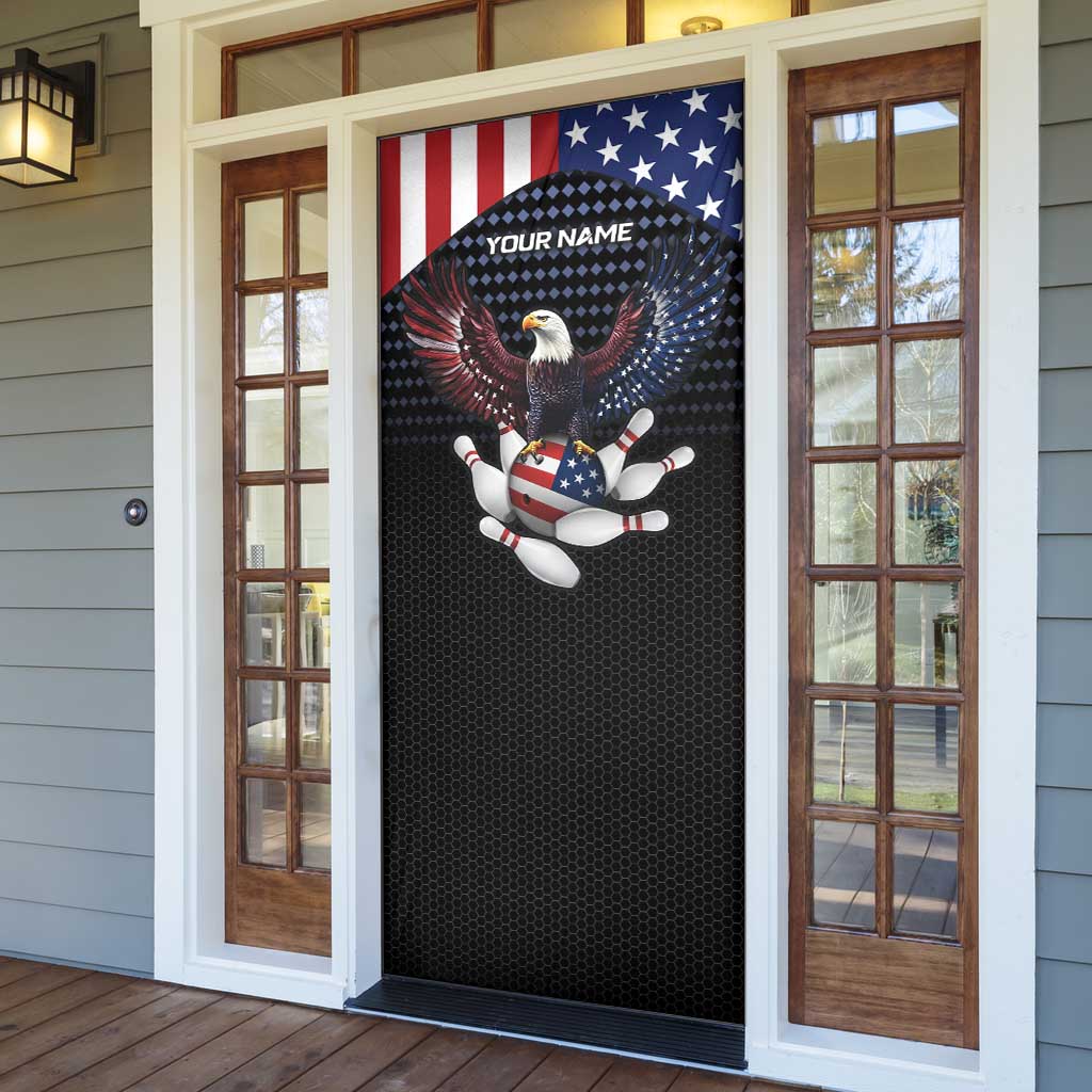 Custom Patriotic Bowling Door Cover with Bald Eagle, American Flag Bowling Ball - Wonder Print Shop