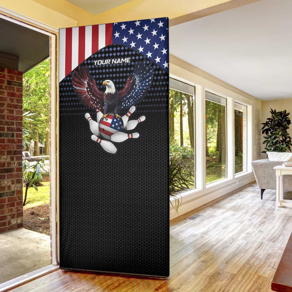 Custom Patriotic Bowling Door Cover with Bald Eagle, American Flag Bowling Ball - Wonder Print Shop