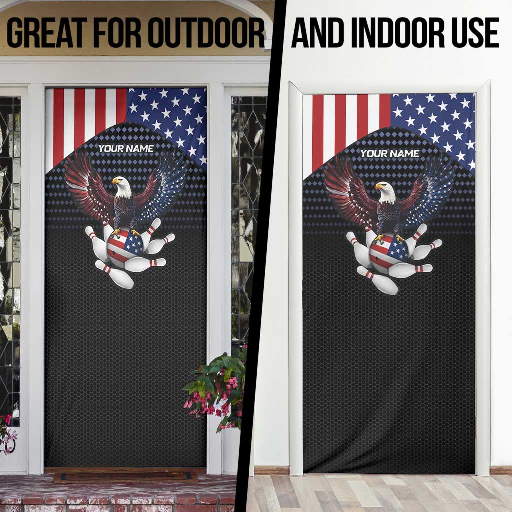 Custom Patriotic Bowling Door Cover with Bald Eagle, American Flag Bowling Ball - Wonder Print Shop