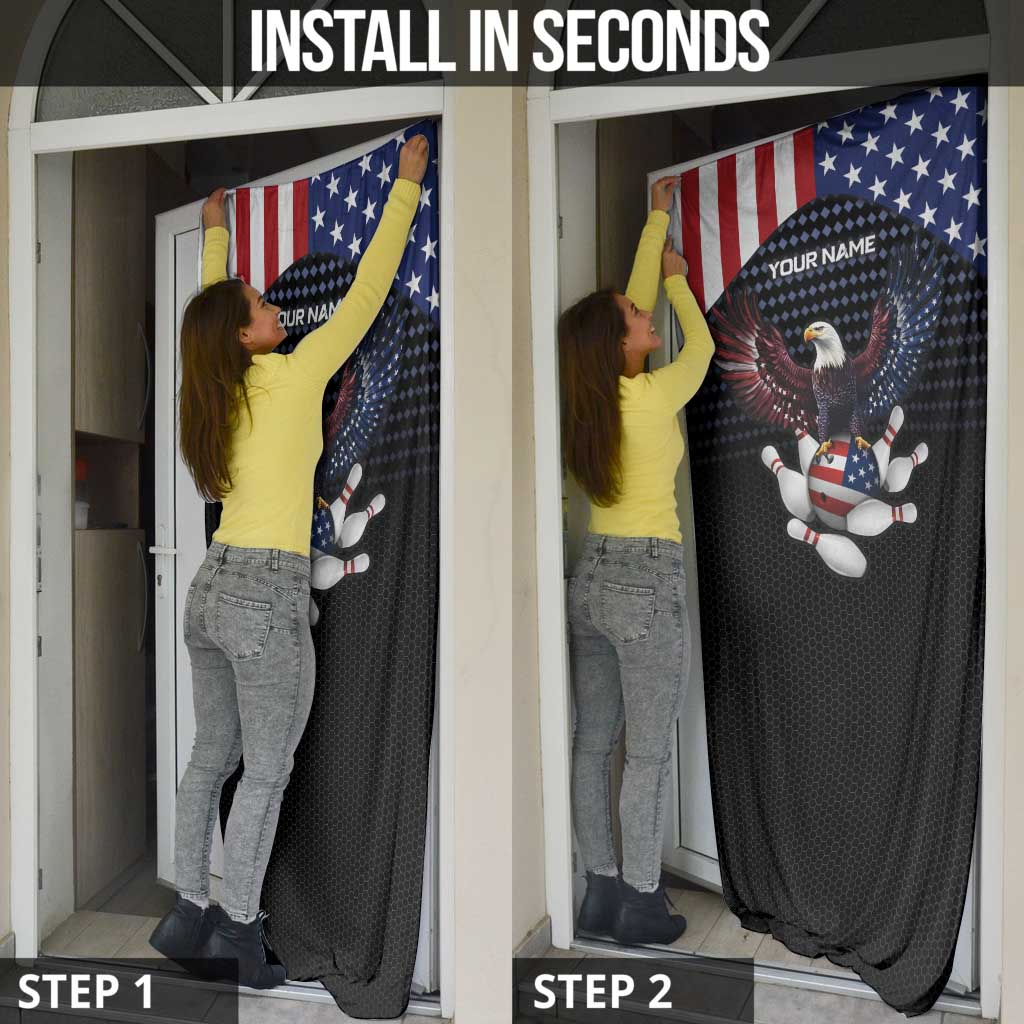 Custom Patriotic Bowling Door Cover with Bald Eagle, American Flag Bowling Ball - Wonder Print Shop
