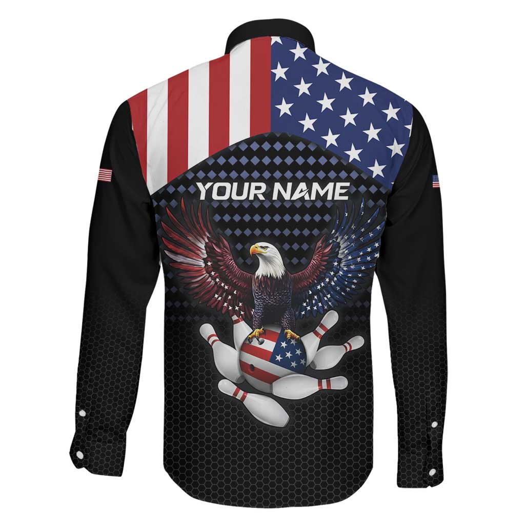 Custom Patriotic Bowling Family Matching Puletasi and Hawaiian Shirt with Bald Eagle, American Flag Bowling Ball - Wonder Print Shop