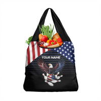 Custom Patriotic Bowling Grocery Bag with Bald Eagle, American Flag Bowling Ball - Wonder Print Shop
