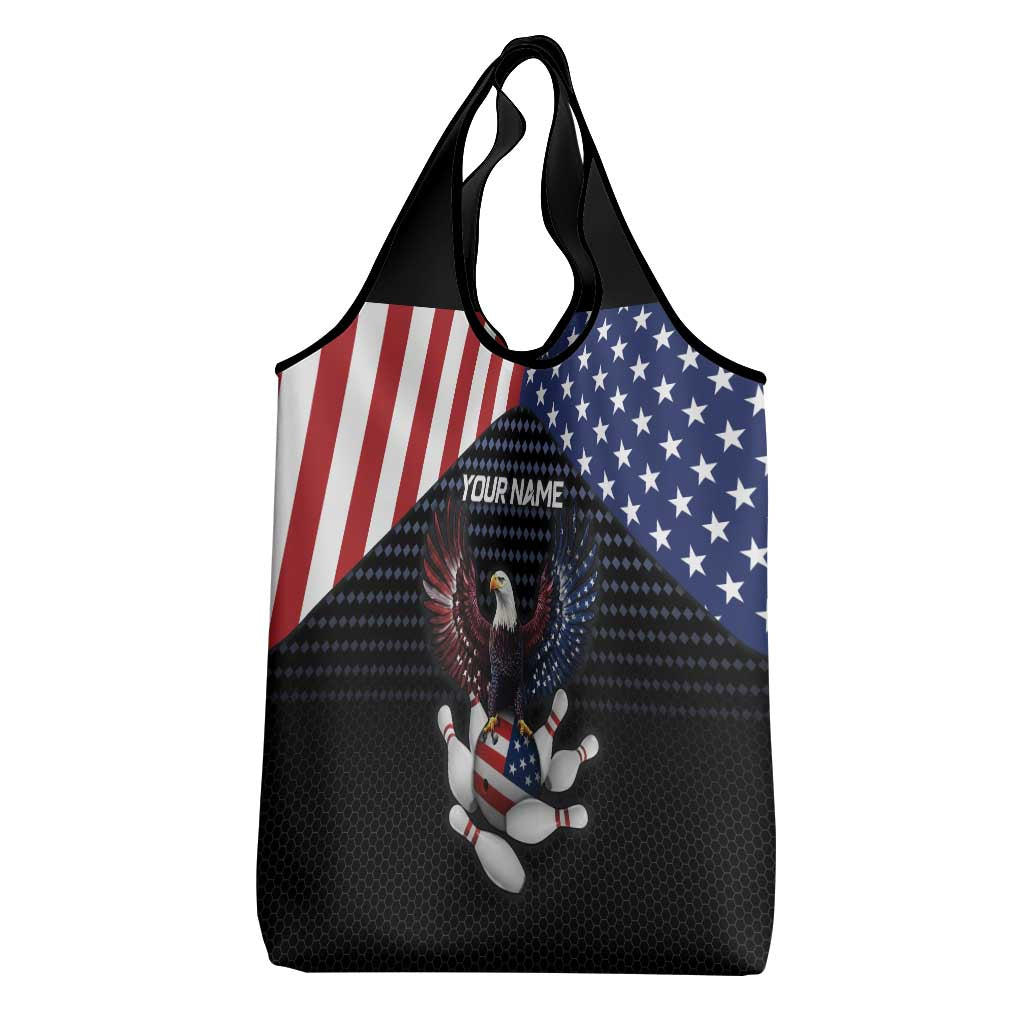 Custom Patriotic Bowling Grocery Bag with Bald Eagle, American Flag Bowling Ball - Wonder Print Shop