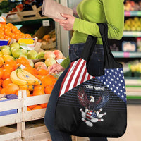 Custom Patriotic Bowling Grocery Bag with Bald Eagle, American Flag Bowling Ball - Wonder Print Shop