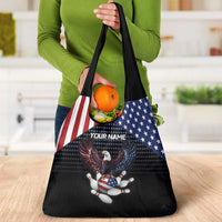 Custom Patriotic Bowling Grocery Bag with Bald Eagle, American Flag Bowling Ball - Wonder Print Shop