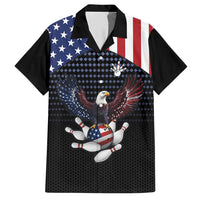 Custom Patriotic Bowling Hawaiian Shirt with Bald Eagle, American Flag Bowling Ball - Wonder Print Shop