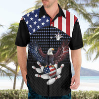Custom Patriotic Bowling Hawaiian Shirt with Bald Eagle, American Flag Bowling Ball - Wonder Print Shop