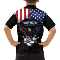 Custom Patriotic Bowling Hawaiian Shirt with Bald Eagle, American Flag Bowling Ball - Wonder Print Shop