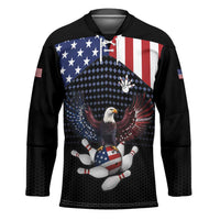 Custom Patriotic Bowling Hockey Jersey with Bald Eagle, American Flag Bowling Ball - Wonder Print Shop