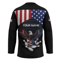Custom Patriotic Bowling Hockey Jersey with Bald Eagle, American Flag Bowling Ball - Wonder Print Shop