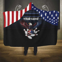 Custom Patriotic Bowling Hooded Blanket with Bald Eagle, American Flag Bowling Ball - Wonder Print Shop