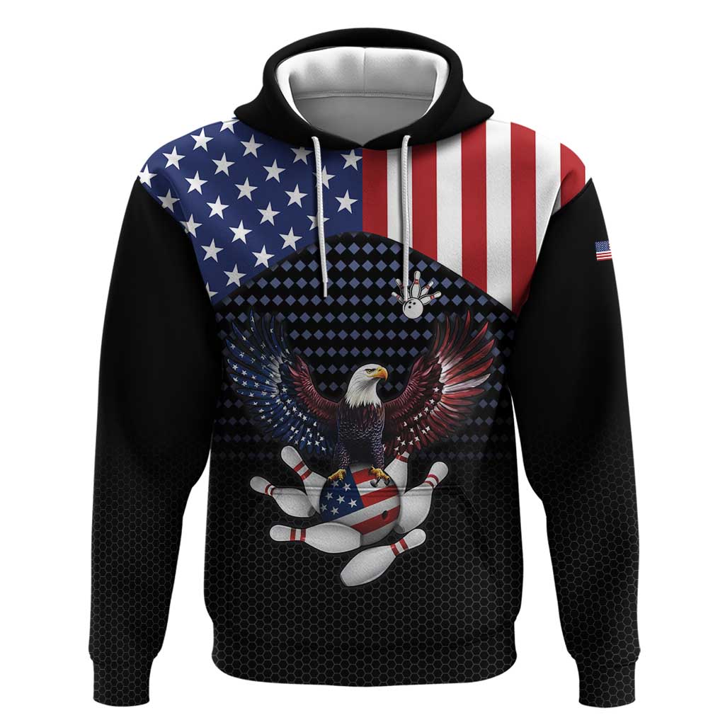 Custom Patriotic Bowling Hoodie with Bald Eagle, American Flag Bowling Ball - Wonder Print Shop
