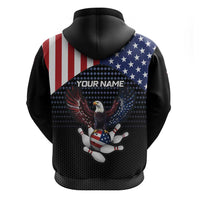 Custom Patriotic Bowling Hoodie with Bald Eagle, American Flag Bowling Ball - Wonder Print Shop