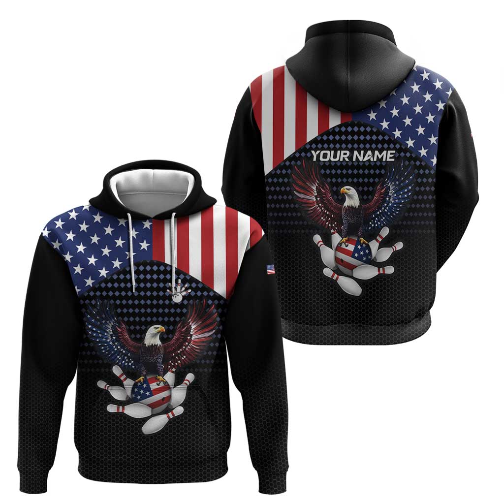 Custom Patriotic Bowling Hoodie with Bald Eagle, American Flag Bowling Ball - Wonder Print Shop
