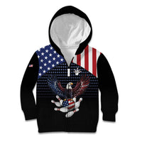 Custom Patriotic Bowling Kid Hoodie with Bald Eagle, American Flag Bowling Ball - Wonder Print Shop