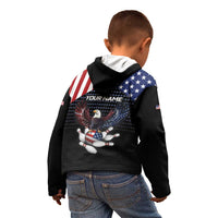 Custom Patriotic Bowling Kid Hoodie with Bald Eagle, American Flag Bowling Ball - Wonder Print Shop