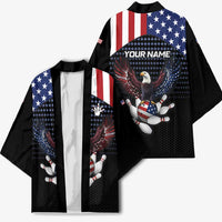 Custom Patriotic Bowling Kimono with Bald Eagle, American Flag Bowling Ball - Wonder Print Shop