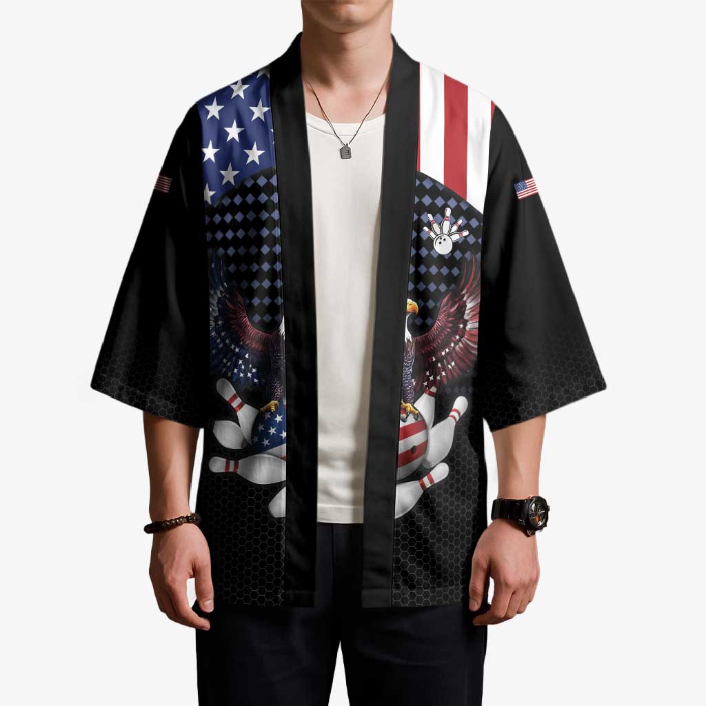 Custom Patriotic Bowling Kimono with Bald Eagle, American Flag Bowling Ball - Wonder Print Shop
