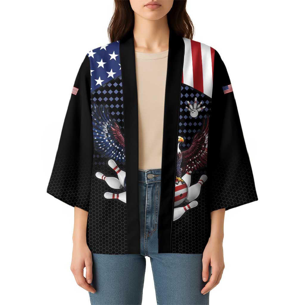 Custom Patriotic Bowling Kimono with Bald Eagle, American Flag Bowling Ball - Wonder Print Shop