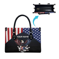 Custom Patriotic Bowling Leather Bag with Bald Eagle, American Flag Bowling Ball - Wonder Print Shop