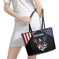 Custom Patriotic Bowling Leather Tote Bag with Bald Eagle, American Flag Bowling Ball - Wonder Print Shop
