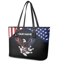 Custom Patriotic Bowling Leather Tote Bag with Bald Eagle, American Flag Bowling Ball - Wonder Print Shop