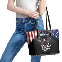 Custom Patriotic Bowling Leather Tote Bag with Bald Eagle, American Flag Bowling Ball - Wonder Print Shop