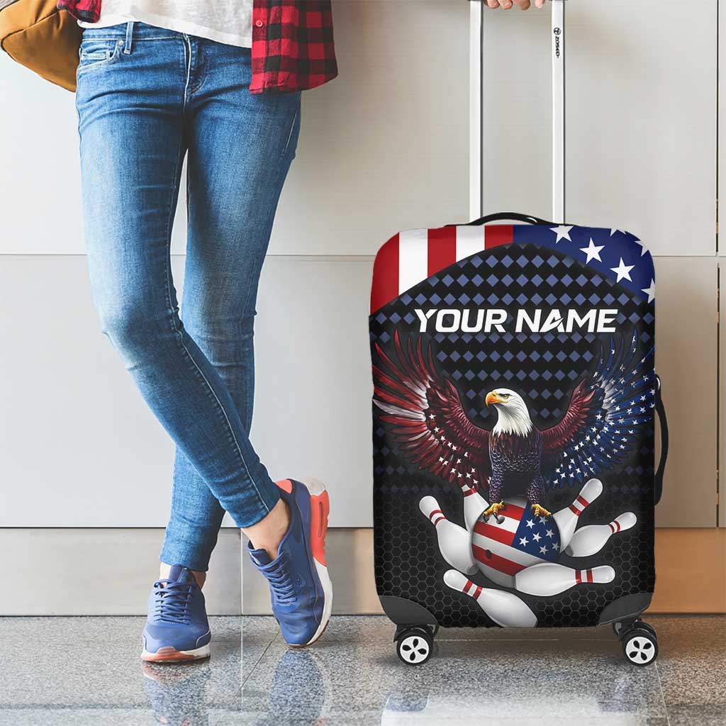 Custom Patriotic Bowling Luggage Cover with Bald Eagle, American Flag Bowling Ball - Wonder Print Shop