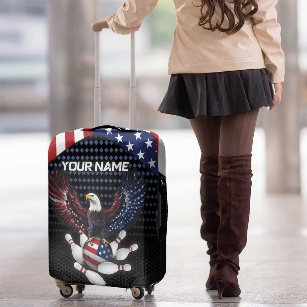 Custom Patriotic Bowling Luggage Cover with Bald Eagle, American Flag Bowling Ball - Wonder Print Shop