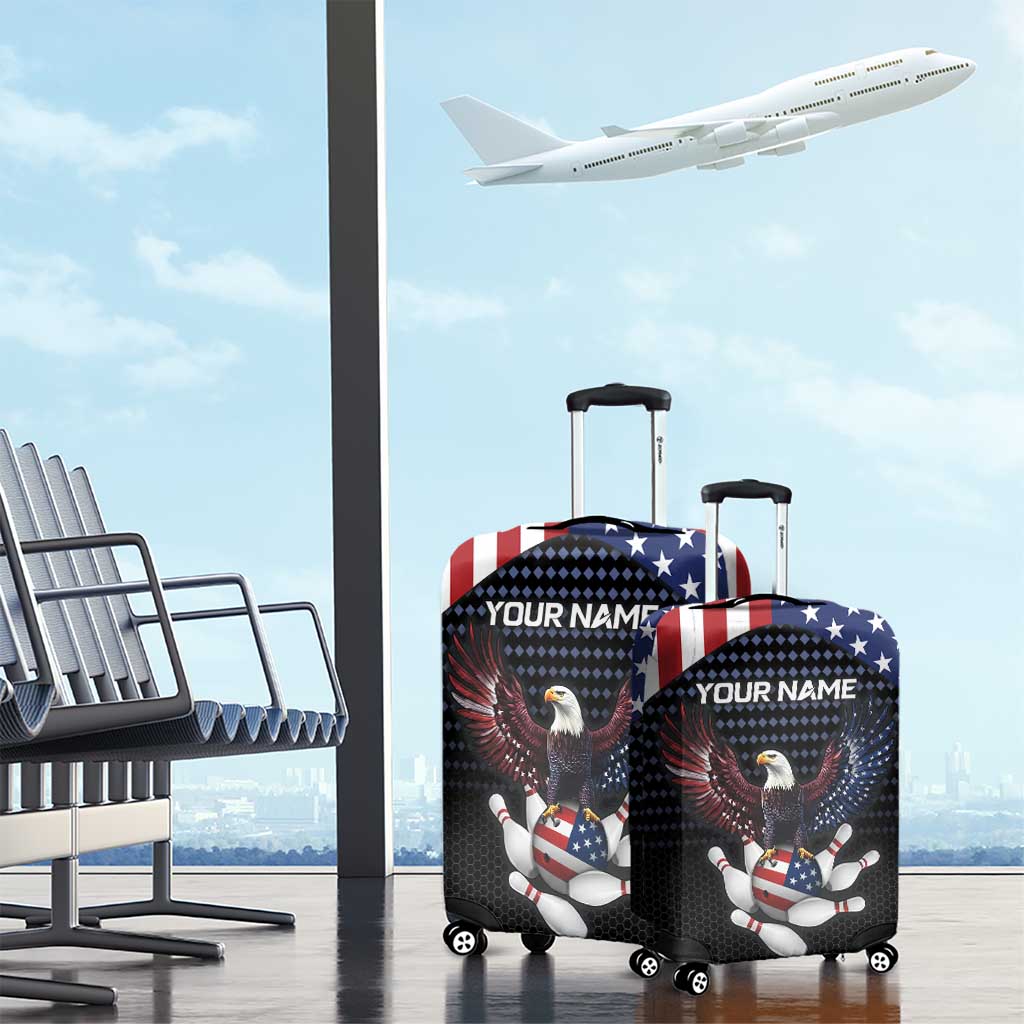 Custom Patriotic Bowling Luggage Cover with Bald Eagle, American Flag Bowling Ball - Wonder Print Shop