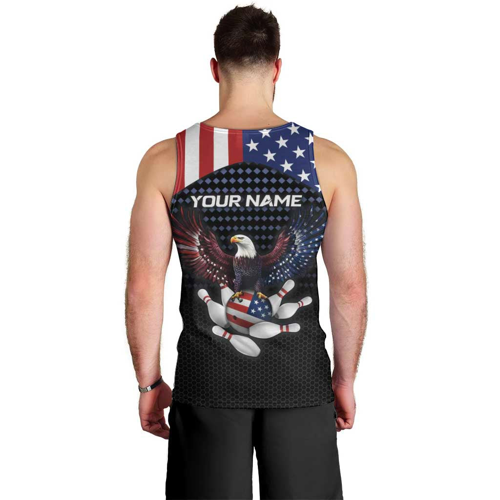 Custom Patriotic Bowling Men Tank Top with Bald Eagle, American Flag Bowling Ball - Wonder Print Shop