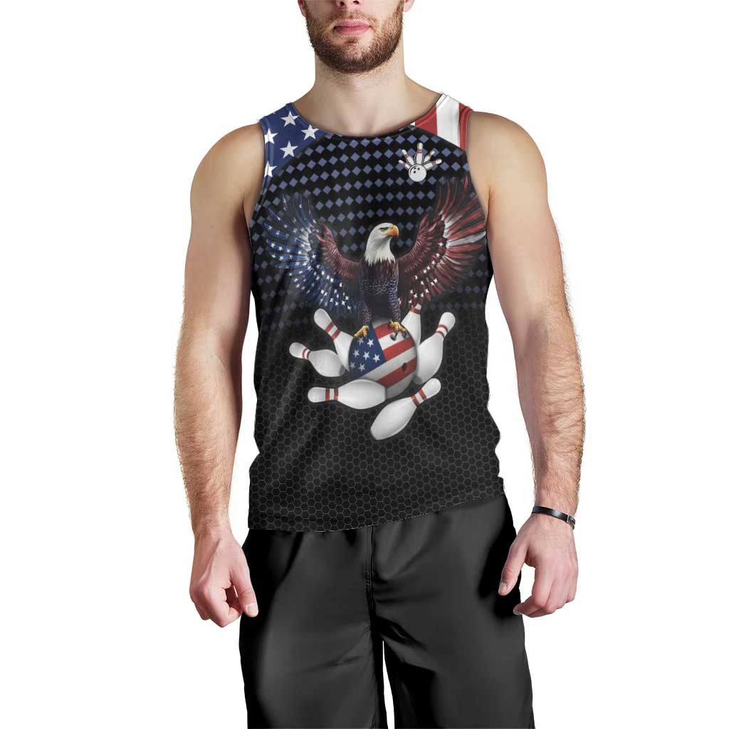 Custom Patriotic Bowling Men Tank Top with Bald Eagle, American Flag Bowling Ball - Wonder Print Shop