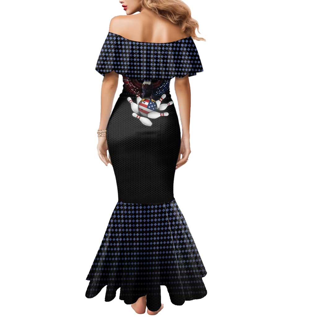 Custom Patriotic Bowling Mermaid Dress with Bald Eagle, American Flag Bowling Ball - Wonder Print Shop