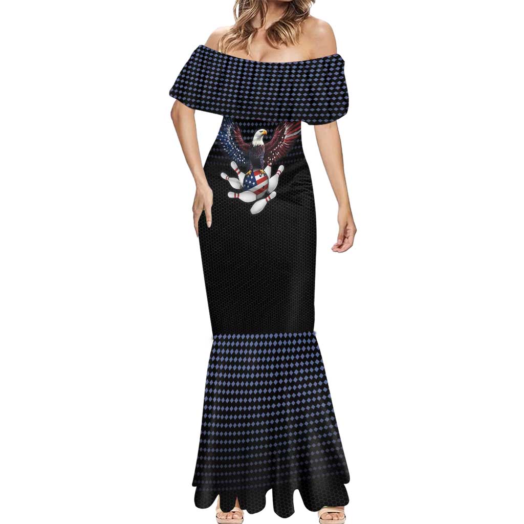 Custom Patriotic Bowling Mermaid Dress with Bald Eagle, American Flag Bowling Ball - Wonder Print Shop