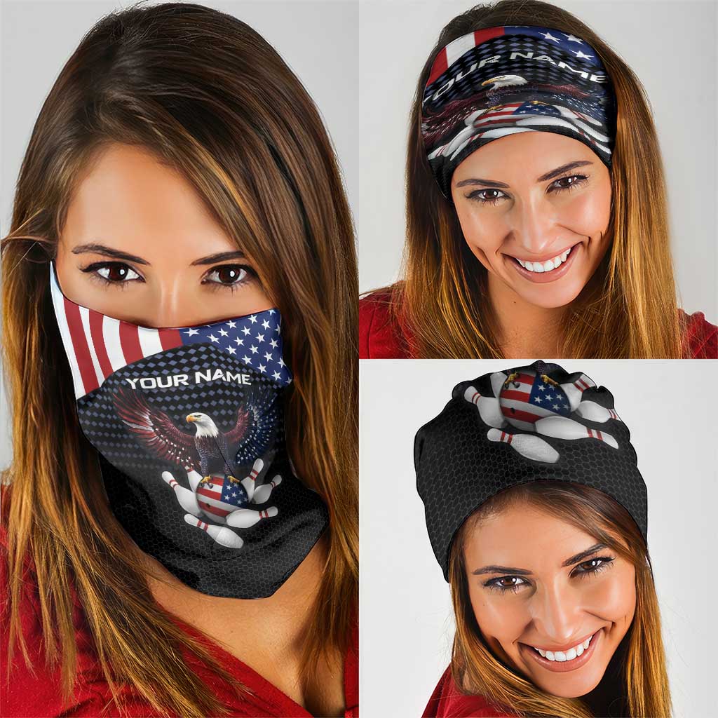 Custom Patriotic Bowling Neck Gaiter with Bald Eagle, American Flag Bowling Ball - Wonder Print Shop