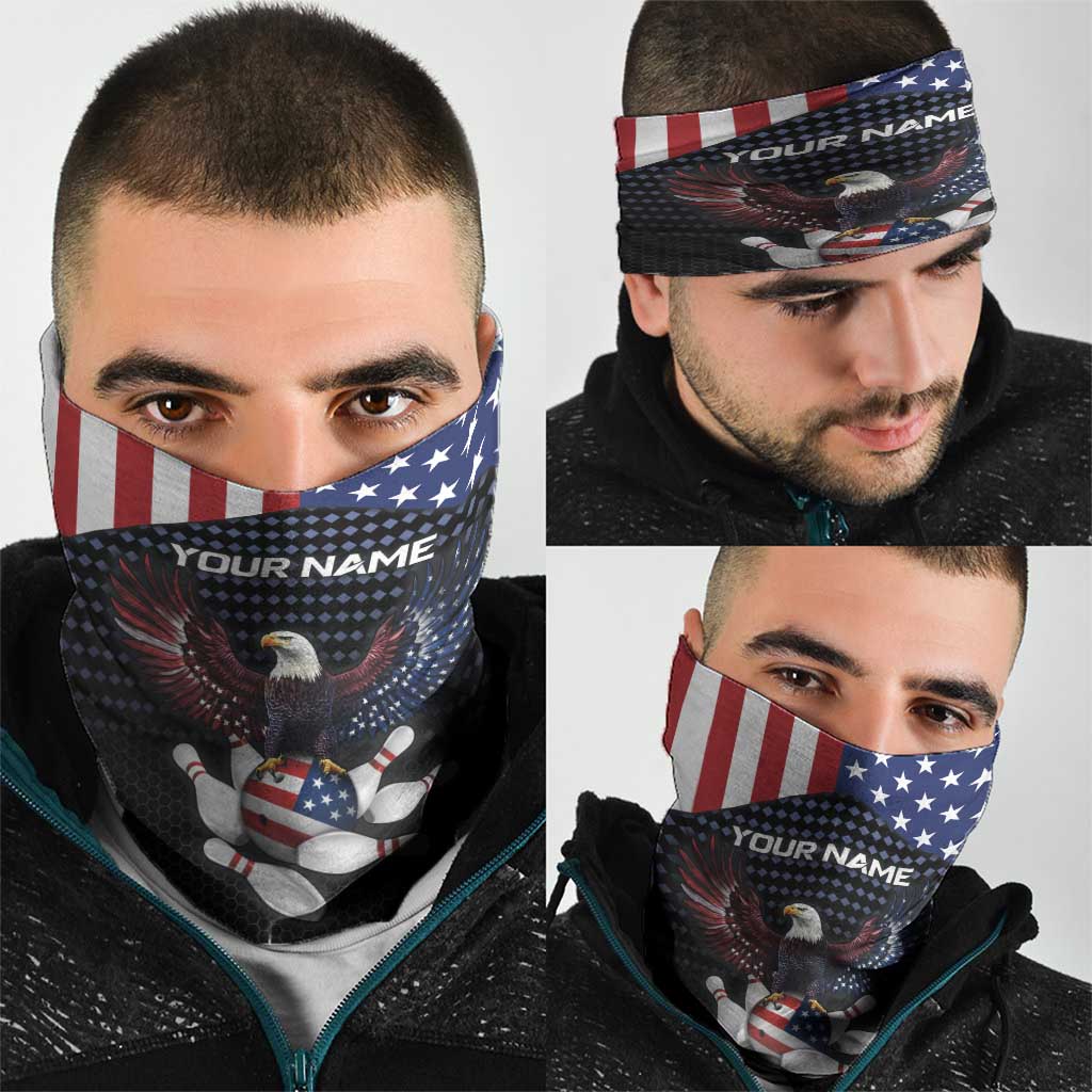 Custom Patriotic Bowling Neck Gaiter with Bald Eagle, American Flag Bowling Ball - Wonder Print Shop
