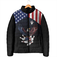 Custom Patriotic Bowling Padded Jacket with Bald Eagle, American Flag Bowling Ball - Wonder Print Shop