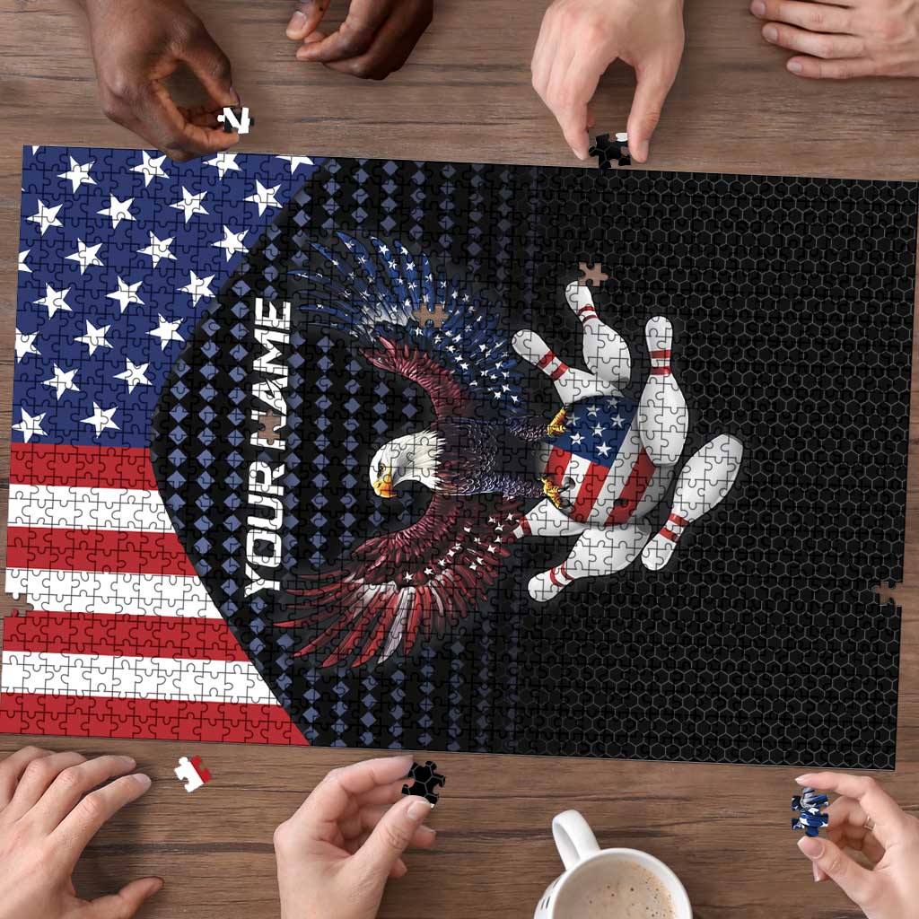 Custom Patriotic Bowling Puzzle with Bald Eagle, American Flag Bowling Ball - Wonder Print Shop