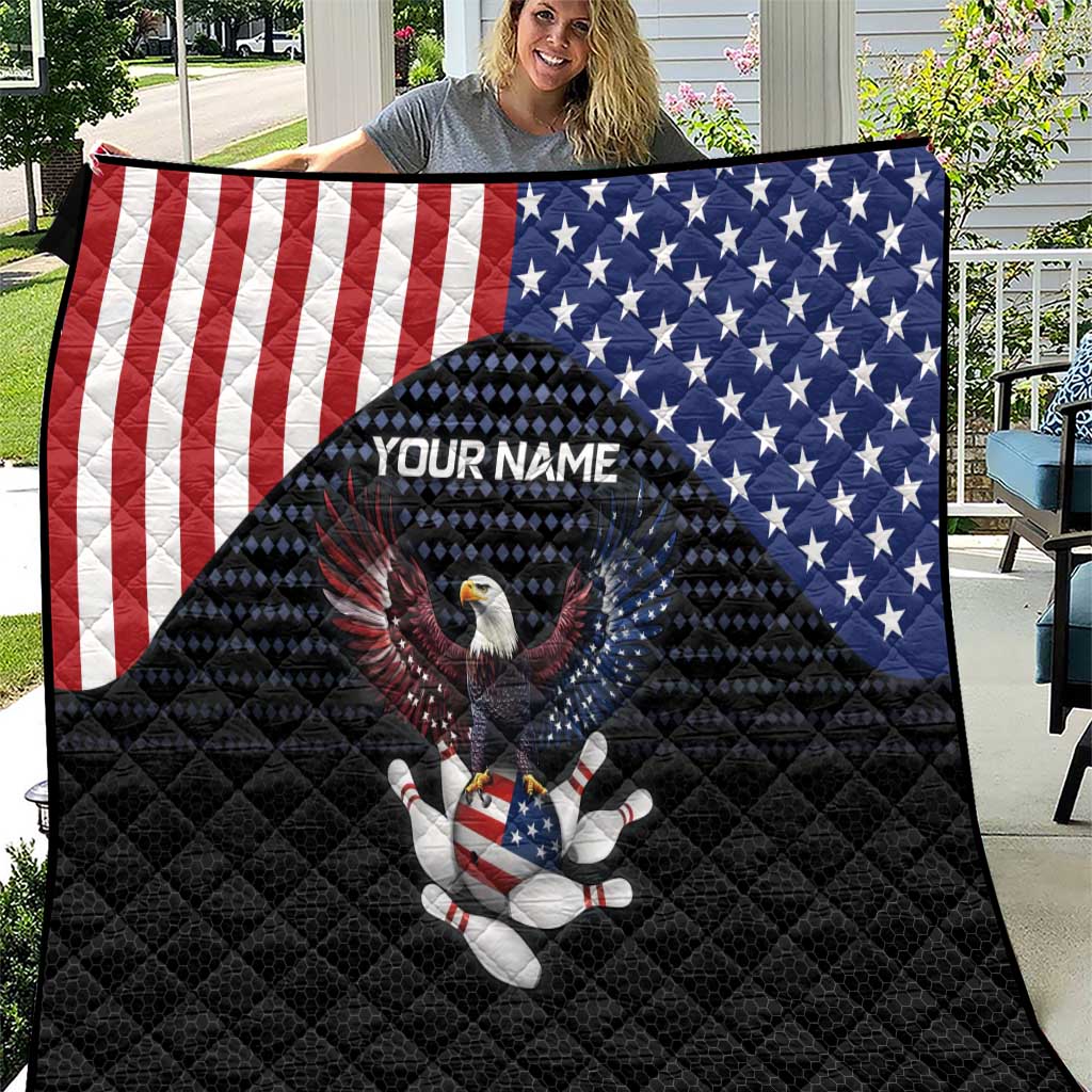 Custom Patriotic Bowling Quilt with Bald Eagle, American Flag Bowling Ball - Wonder Print Shop