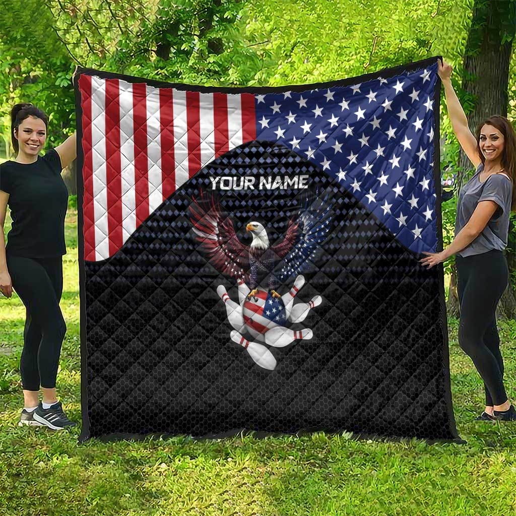 Custom Patriotic Bowling Quilt with Bald Eagle, American Flag Bowling Ball - Wonder Print Shop
