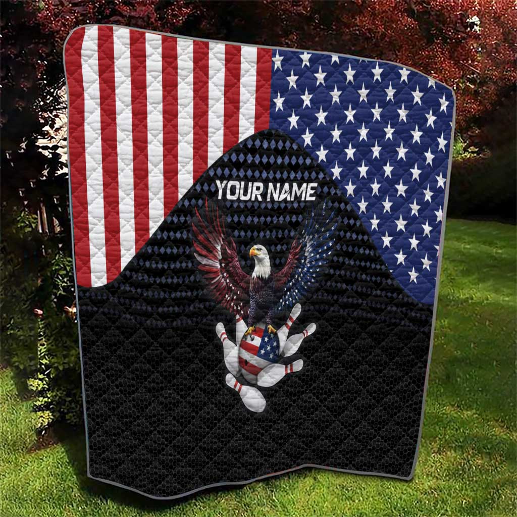 Custom Patriotic Bowling Quilt with Bald Eagle, American Flag Bowling Ball - Wonder Print Shop