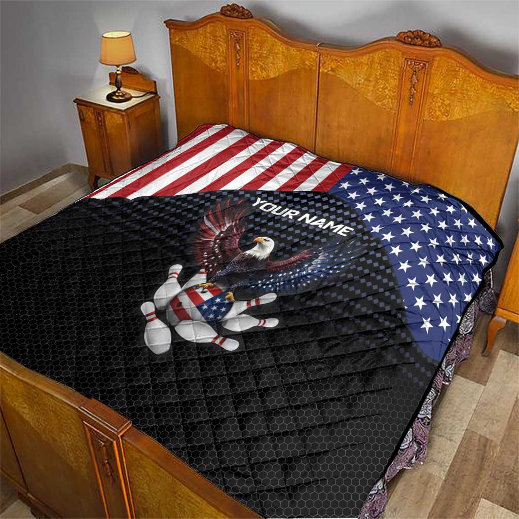 Custom Patriotic Bowling Quilt with Bald Eagle, American Flag Bowling Ball - Wonder Print Shop