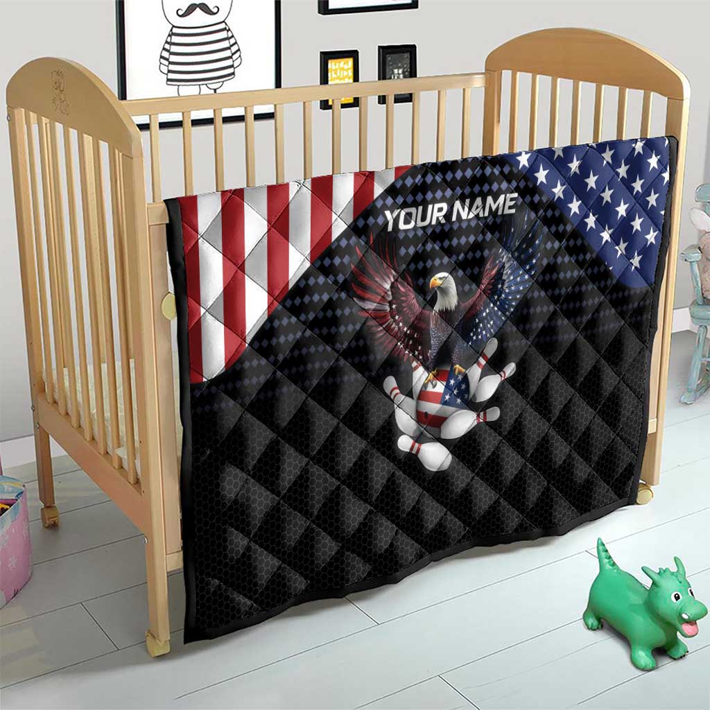 Custom Patriotic Bowling Quilt with Bald Eagle, American Flag Bowling Ball - Wonder Print Shop
