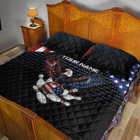 Custom Patriotic Bowling Quilt Bed Set with Bald Eagle, American Flag Bowling Ball - Wonder Print Shop